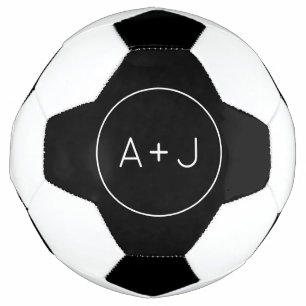 Couples Initials Modern Circle Monogram   B & W Football