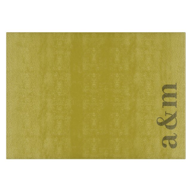 Couple's Initials Monogram Dark Gold Minimalist Cutting Board (Front)