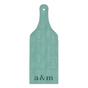 Couple's Initials Monogram Teal Blue Minimalist Cutting Board