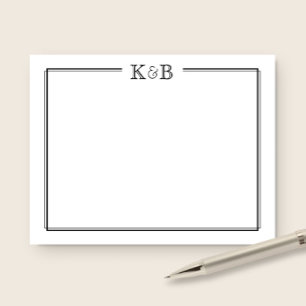 Couple's Initials Newlyweds Monogram Black White Card
