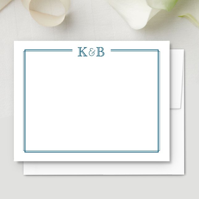 Couple's Initials Newlyweds Monogram Blue Card (Creator Uploaded)