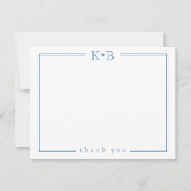 Couple's Initials Newlyweds Monogram Thank You Card (Front)