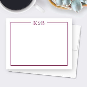 Couple's Initials Newlyweds Monogram Wine Maroon Card