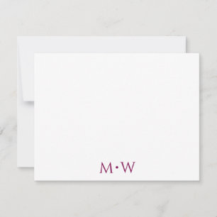 Couple's Initials Newlyweds Wine Red Stationery Card