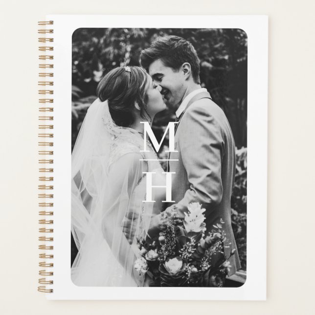 Couples Initials Retro Photo Monogram Planner (Front)