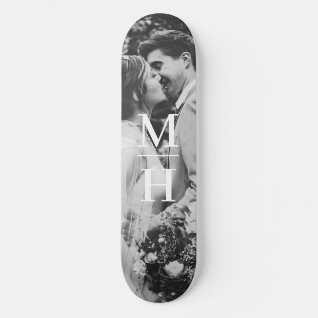 Couples Initials Retro Photo Monogram Skateboard (Front)