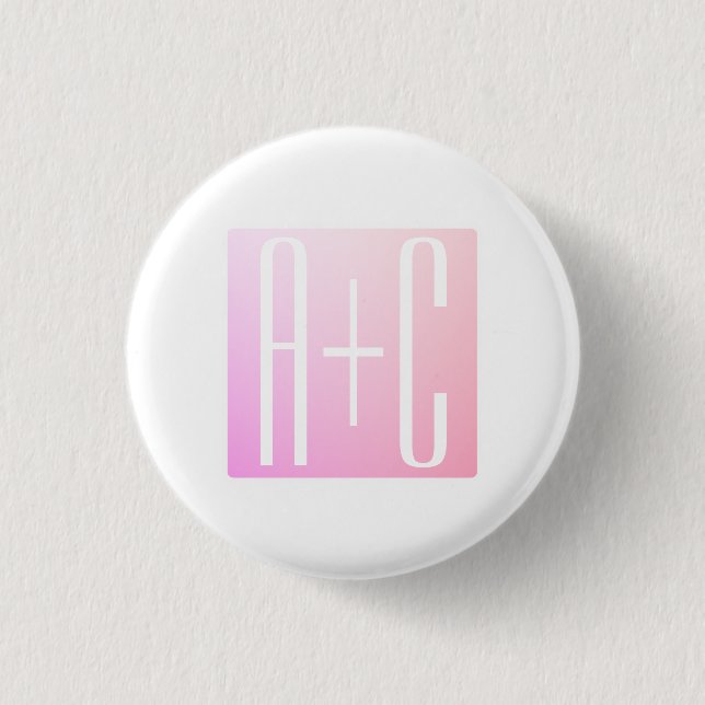 Couple's Initials | Subtle Pink Gradation 3 Cm Round Badge (Front)