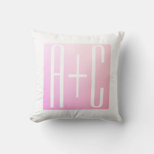 Couple's Initials Subtle Pink Gradation Cushion