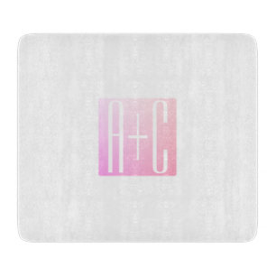 Couple's Initials   Subtle Pink Gradation Cutting Board