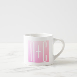 Couple's Initials   Subtle Pink Gradation Espresso Cup