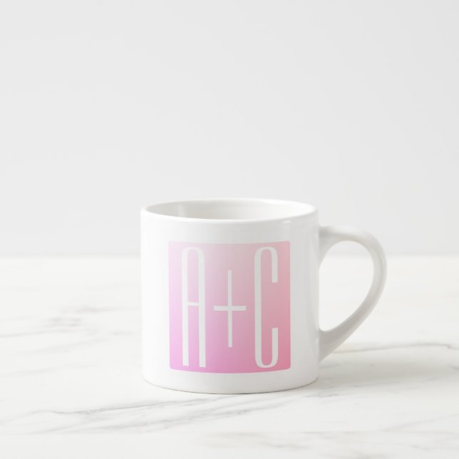 Couple's Initials | Subtle Pink Gradation Espresso Cup (Right)