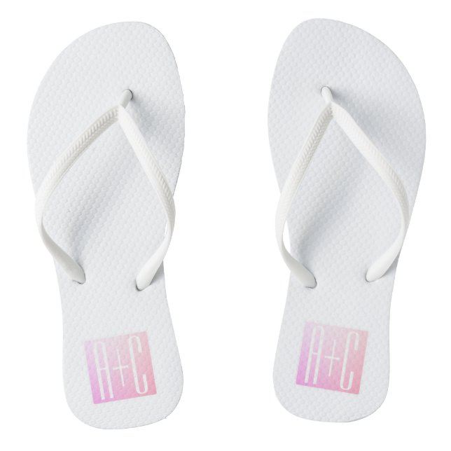 Couple's Initials | Subtle Pink Gradation Flip Flops (Footbed)