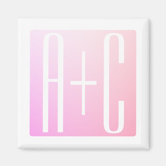 Couple's Initials | Subtle Pink Gradation Magnet (Front)