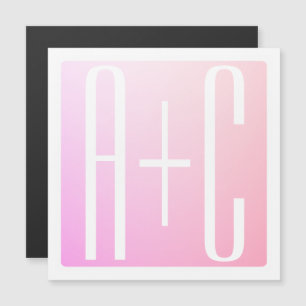 Couple's Initials   Subtle Pink Gradation Magnetic Invitation