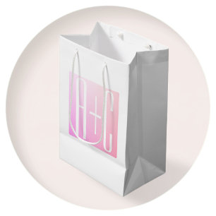 Couple's Initials Subtle Pink Gradation Medium Gift Bag