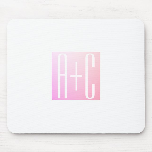 Couple's Initials | Subtle Pink Gradation Mouse Mat (Front)