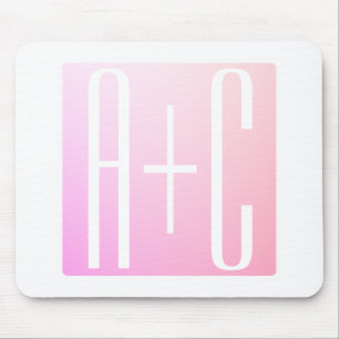 Couple's Initials   Subtle Pink Gradation Mouse Mat