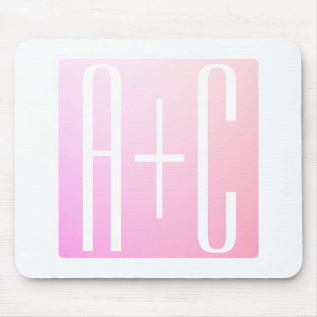 Couple's Initials | Subtle Pink Gradation Mouse Mat (Front)