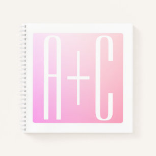 Couple's Initials Subtle Pink Gradation Notebook