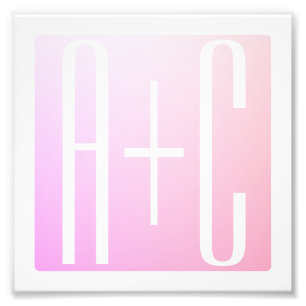 Couple's Initials Subtle Pink Gradation Photo Print