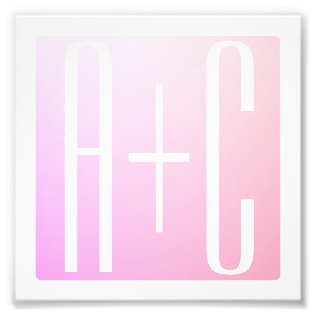 Couple's Initials | Subtle Pink Gradation Photo Print (Front)