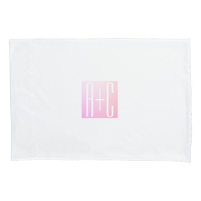 Couple's Initials | Subtle Pink Gradation Pillowcase (Front)