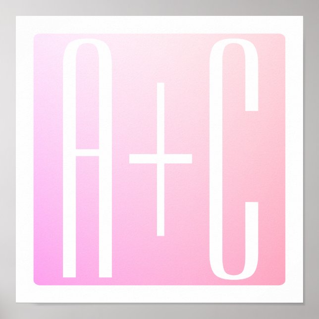 Couple's Initials | Subtle Pink Gradation Poster (Front)