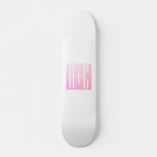 Couple's Initials   Subtle Pink Gradation Skateboard
