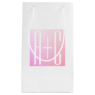 Couple's Initials   Subtle Pink Gradation Small Gift Bag