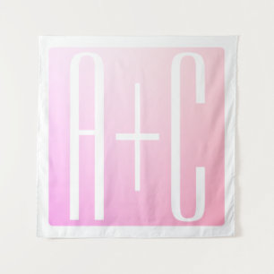 Couple's Initials   Subtle Pink Gradation Tapestry
