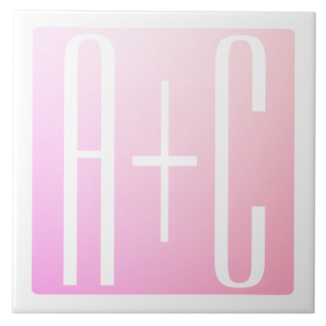 Couple's Initials | Subtle Pink Gradation Tile (Front)