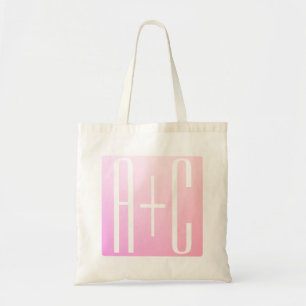 Couple's Initials Subtle Pink Gradation Tote Bag