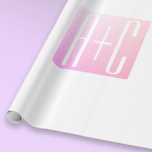 Couple's Initials   Subtle Pink Gradation Wrapping Paper
