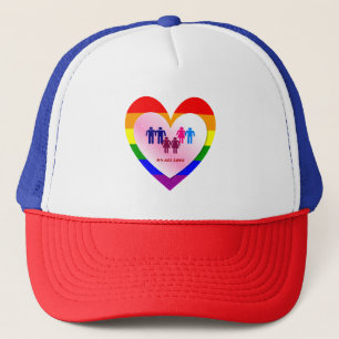 Couples Inside the All Love Pride Heart Trucker Hat