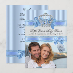 Couple's Little Prince Baby Shower Boy Blue Photo Invitation