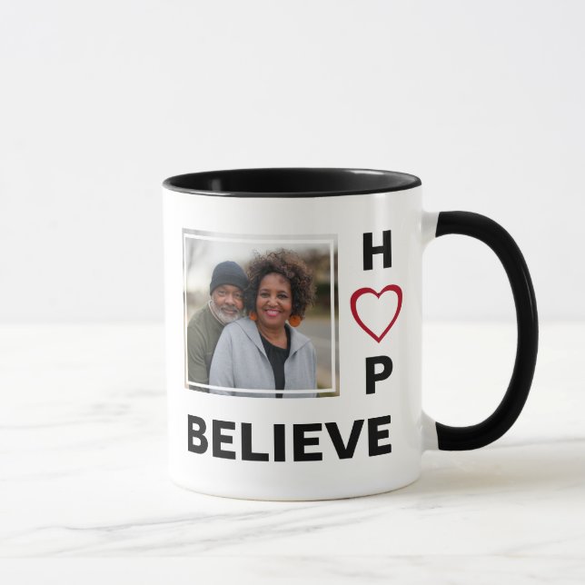 Couples LOVE HOPE BELIEVE Photo Christian Mug (Right)