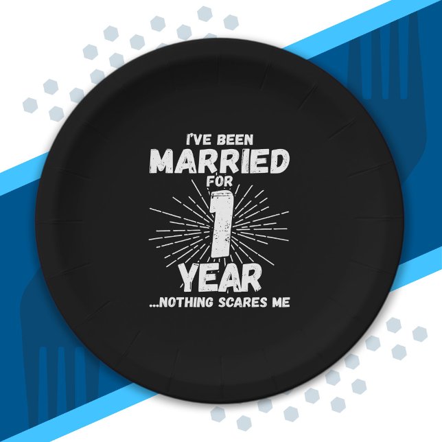 Couples Married 1 Year Funny 1st Anniversary Paper Plate (Creator Uploaded)