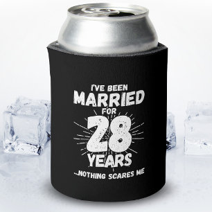 Couples Married 28 Years Funny 28th Anniversary Can Cooler