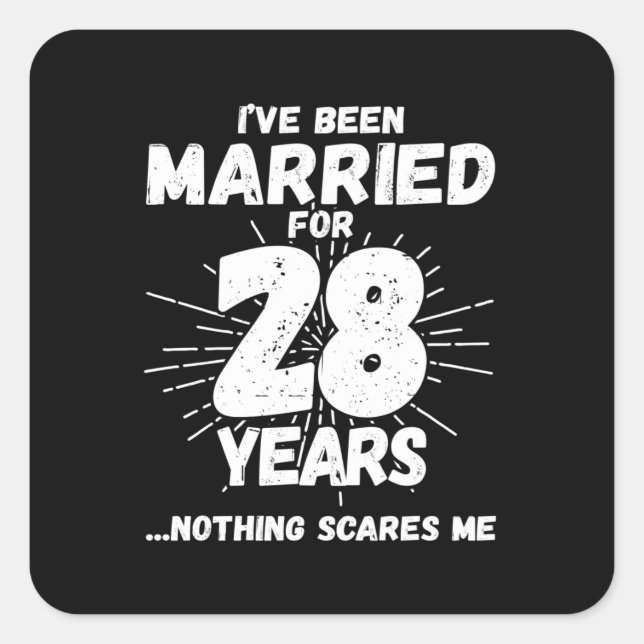 Couples Married 28 Years Funny 28th Anniversary Square Sticker (Front)