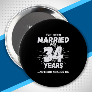 Couples Married 34 Years Funny 34th Anniversary 10 Cm Round Badge