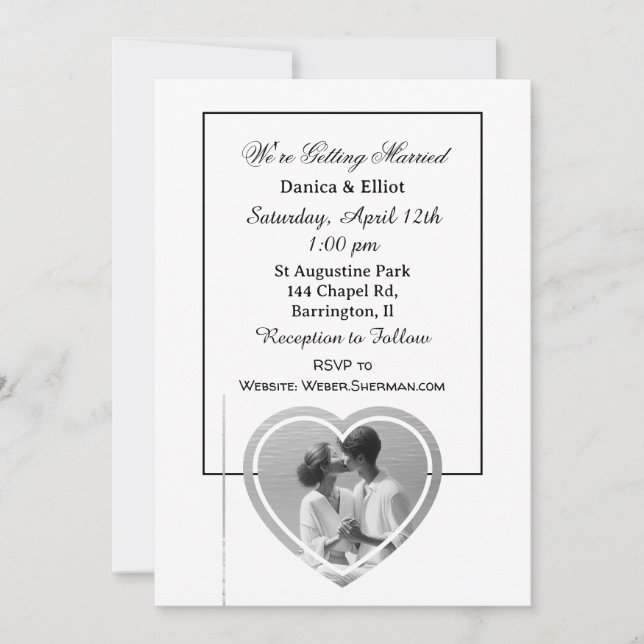 Couple's Minimalist Photo Elegant Wedding Invitation (Front)