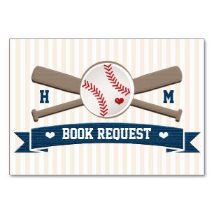 COUPLES MONOGRAM BASEBALL BABY SHOWER BOOK REQEUST TABLE NUMBER