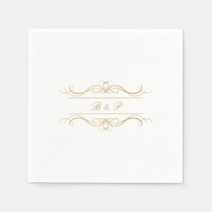 Couple's Monogram Elegant Gold Swirl Wedding Napkin