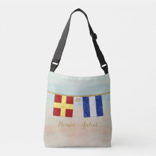 Couples Monogram Maritime Signal Flags Watercolor Crossbody Bag