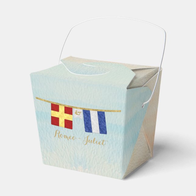 Couples Monogram Maritime Signal Flags Watercolor Favour Box (Front Side)