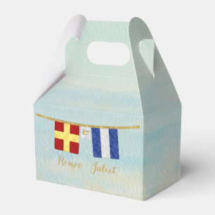 Couples Monogram Maritime Signal Flags Watercolor Favour Box