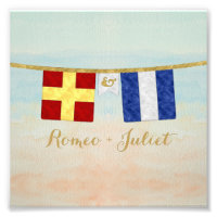 Couples Monogram Maritime Signal Flags Watercolor