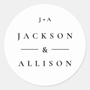 Couples monogram name wedding sticker