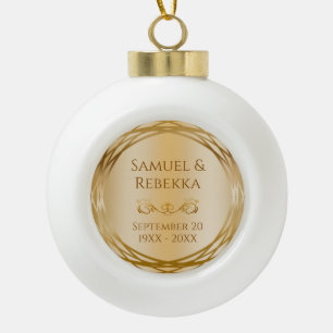 Couple's Name Golden 50th Wedding Anniversary Gift Ceramic Ball Christmas Ornament