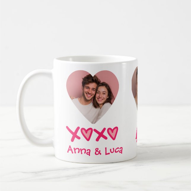 Couples Name XOXO Valentine's Day Custom Photo Mug (Left)